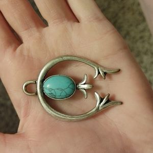 Faux turquoise and silver naja pendant